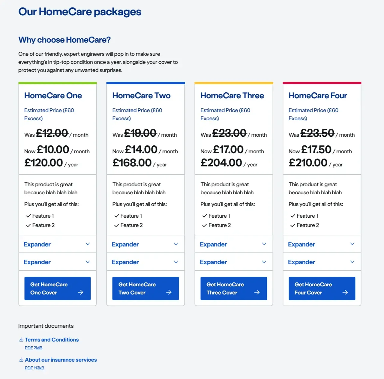 Experience pattern - Product Card Overview - Was / Now Pricing